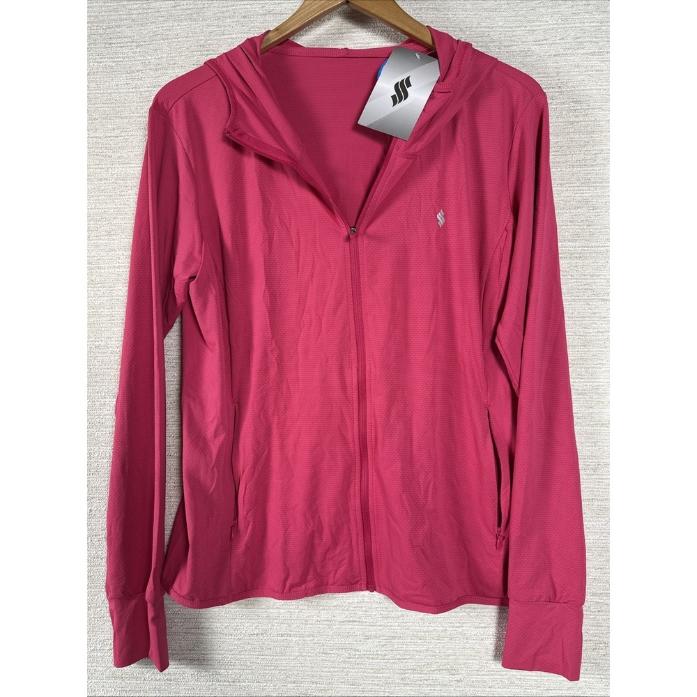 Soothfeel UPF 50+ Hooded Jacket Pink Zip Athletic Hiking Lightweight XL Sporty